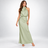 Carlena | Elegancka sukienka damska midi z satynowym wykończeniem lekka i stylowa