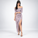 Carlena | Elegancka Sukienka Midi z Brokatowym Wykończeniem
