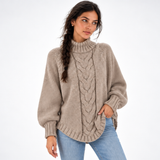 Carlena | Gruby Sweter Oversize z Warkoczowym Splotem