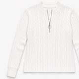 Carlena | Elegancki Sweter z Warkoczowym Wzorem i Zamkiem