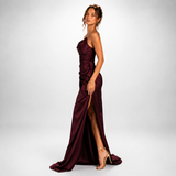 Carlena | Elegancka Sukienka Maxi Bez Ramiączek z Rozcięciem