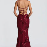 Carlena | Elegancka sukienka maxi z kwiatowym haftem 3D