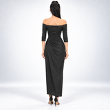 Carlena | Elegancka Sukienka Midi z Brokatowym Wykończeniem
