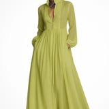 Winifred | Women Long Sleeve Button Front Garden PartyMaxi Dress with Pockets