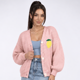 Carlena | Luźny Sweter z Motywem Cytryny