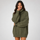 Carlena | Sweter Oversize z Szerokim Kołnierzem