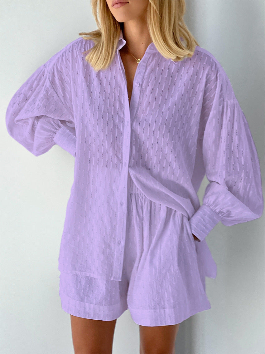 Carlena | Lekki damski komplet z oversize koszulą i szortami | Eliza