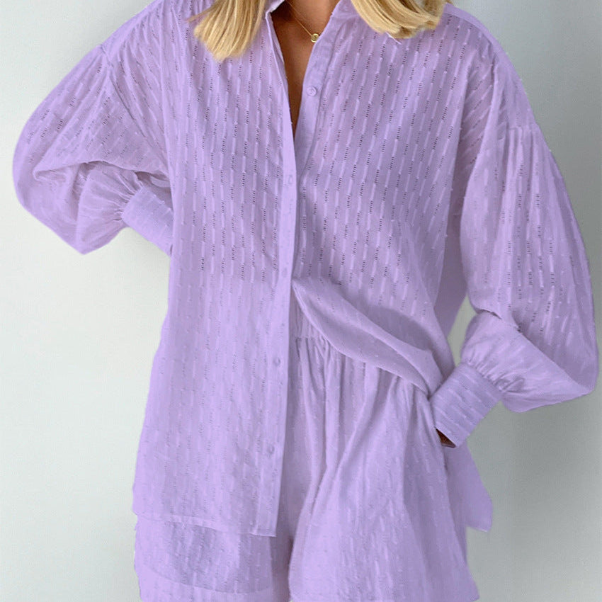 Carlena | Lekki damski komplet z oversize koszulą i szortami | Eliza