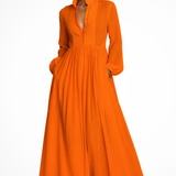 Winifred | Women Long Sleeve Button Front Garden PartyMaxi Dress with Pockets
