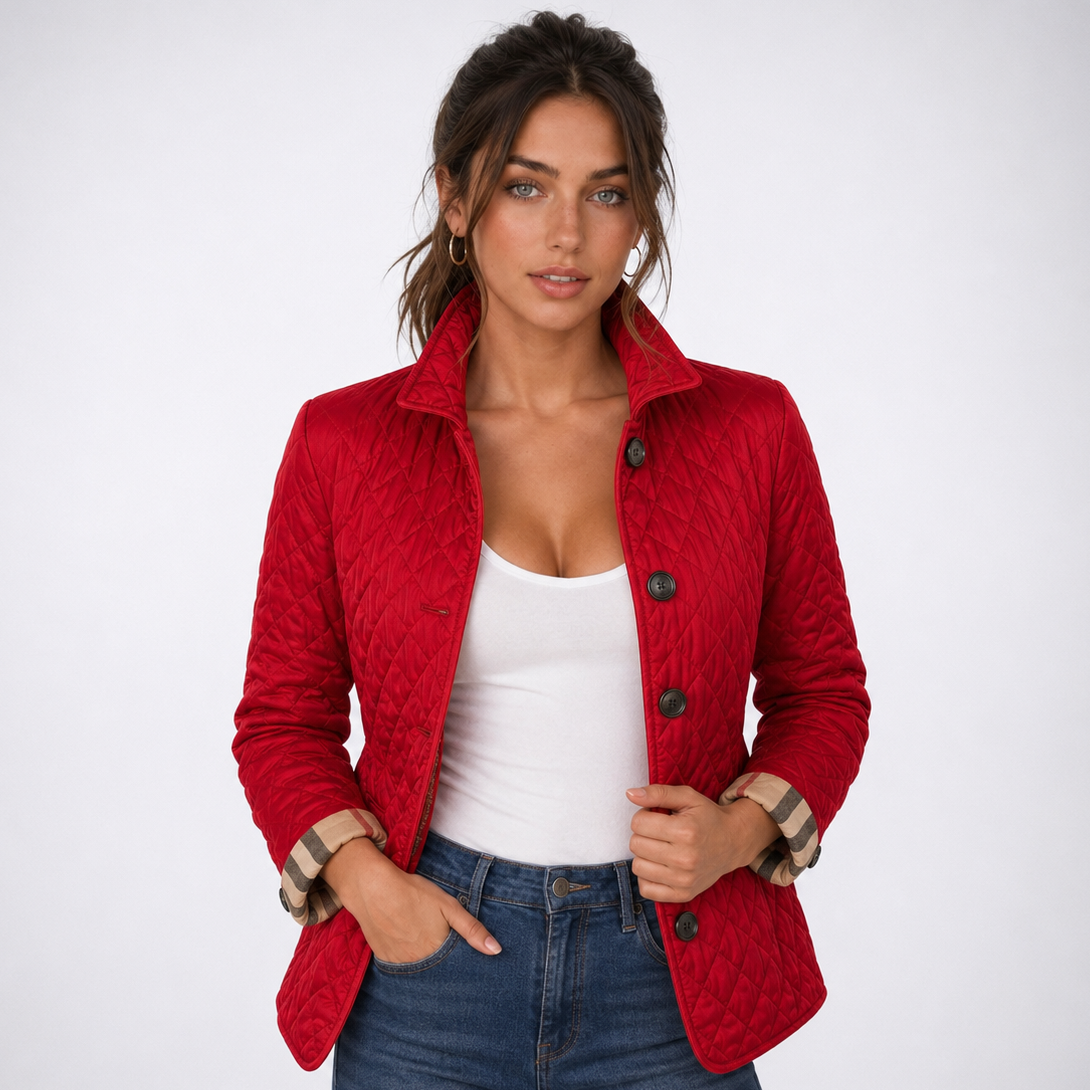 Carlena | Elegancka Pikowana Kurtka o Taliowanym Kroju