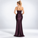 Carlena | Elegancka Sukienka Maxi na Jedno Ramię z Drapowaniem