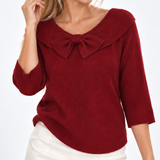 Carlena | Elegancki Sweter z Ozdobną Kokardą