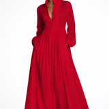 Winifred | Women Long Sleeve Button Front Garden PartyMaxi Dress with Pockets