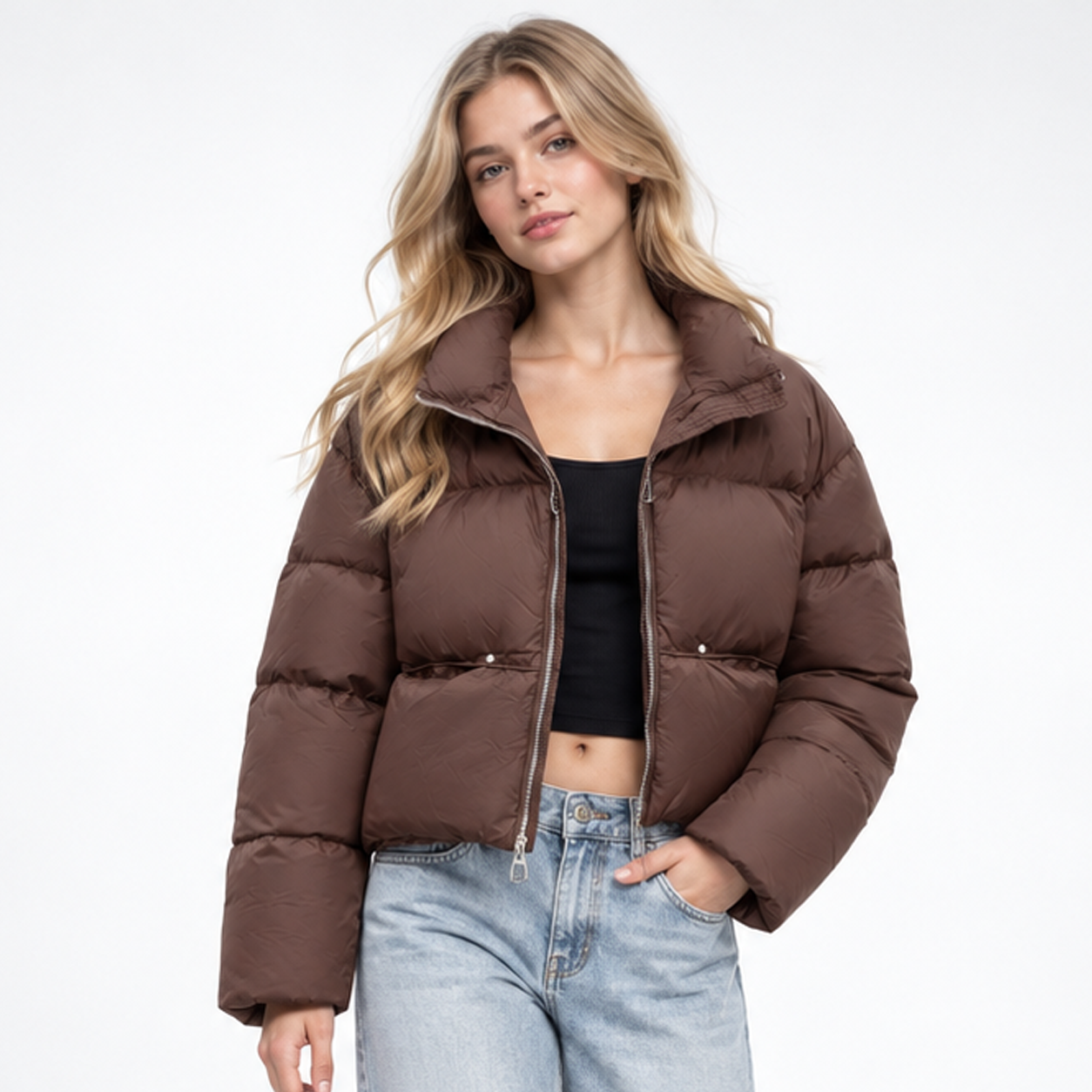 Carlena | Krótka Kurtka Puffer o Minimalistycznym Kroju