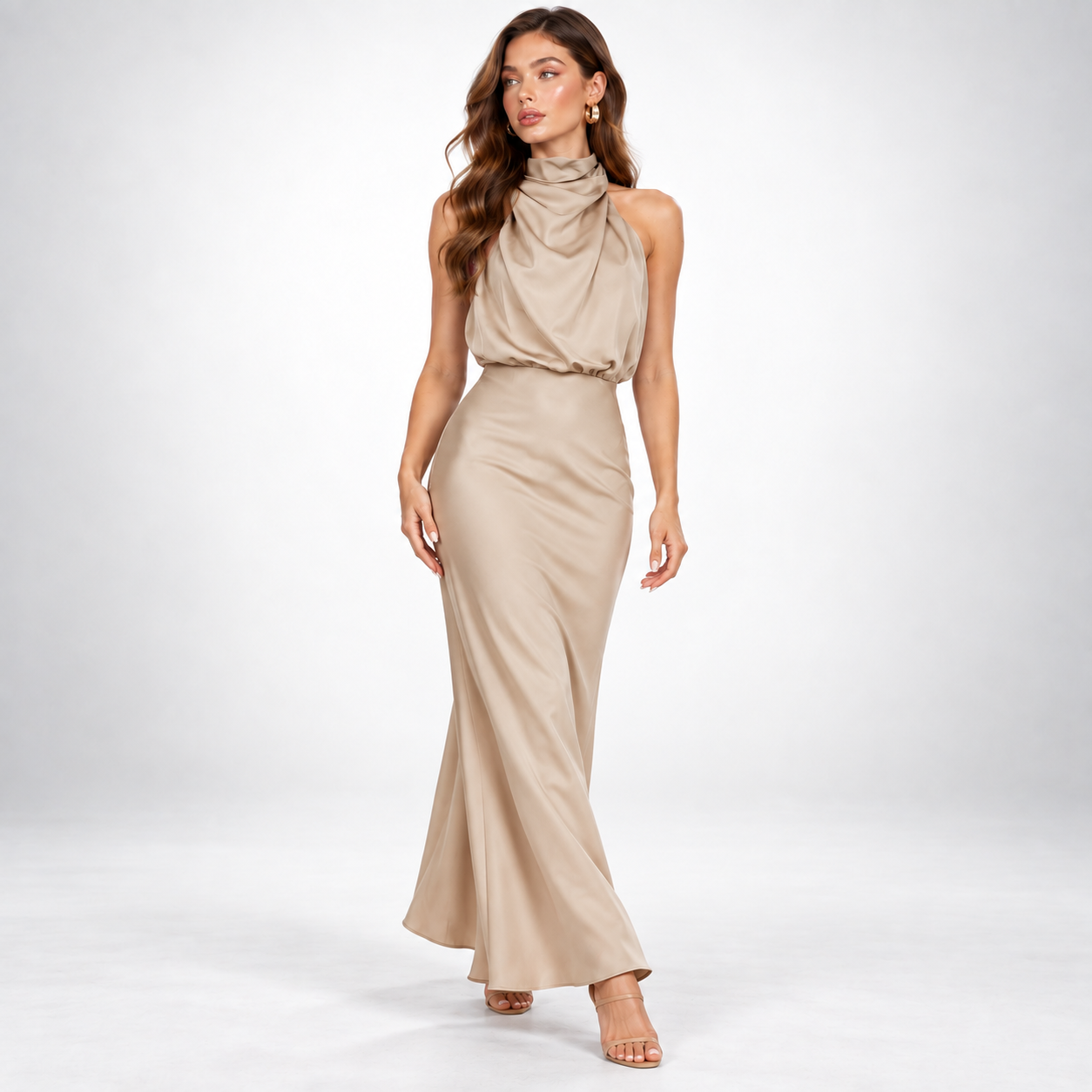 Carlena | Elegancka sukienka damska midi z satynowym wykończeniem lekka i stylowa