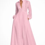 Winifred | Women Long Sleeve Button Front Garden PartyMaxi Dress with Pockets