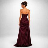 Carlena | Elegancka Sukienka Maxi Bez Ramiączek z Rozcięciem