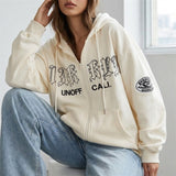 Carlena | Oversize bluza damska z kapturem i zamkiem streetwear