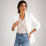 Carlena | Elegancka Taliowana Marynarka z Jednym Guzikiem