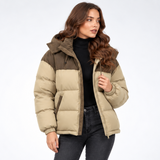 Carlena | Ocieplana Kurtka Puffer z Regulowanym Kapturem
