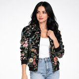 Carlena | Lekka Kurtka Bomber w Kwiatowy Wzór