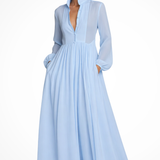 Winifred | Women Long Sleeve Button Front Garden PartyMaxi Dress with Pockets