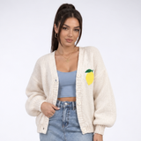Carlena | Luźny Sweter z Motywem Cytryny