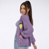 Carlena | Luźny Sweter z Motywem Cytryny