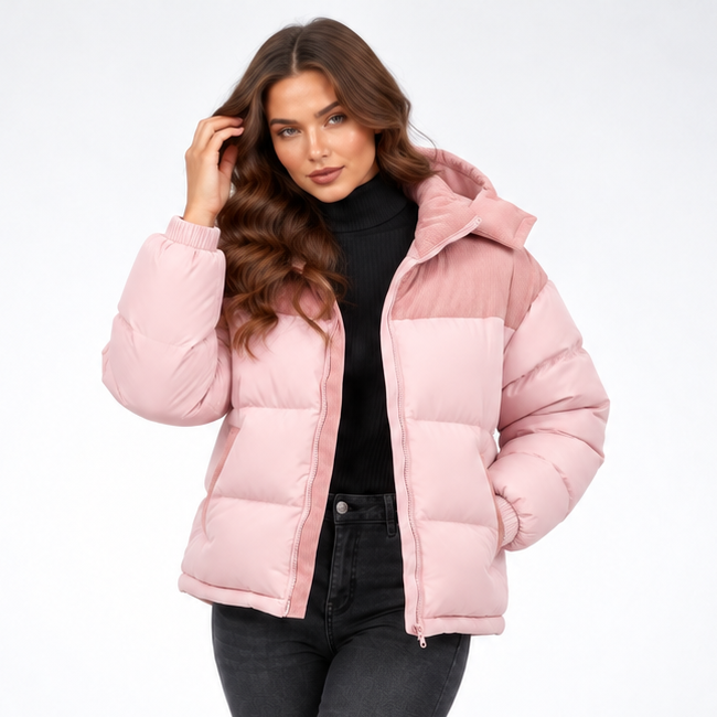 Carlena | Ocieplana Kurtka Puffer z Regulowanym Kapturem