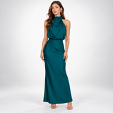 Carlena | Elegancka sukienka damska midi z satynowym wykończeniem lekka i stylowa