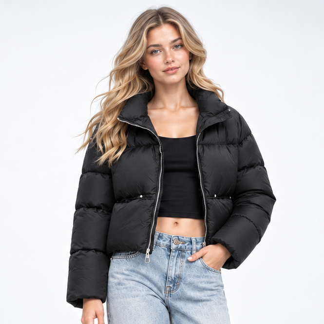 Carlena | Krótka Kurtka Puffer o Minimalistycznym Kroju