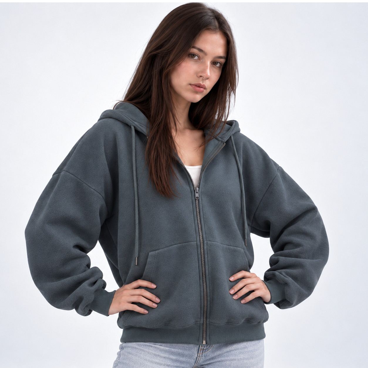 Carlena | Luźna Bluza z Kapturem i Zamkiem
