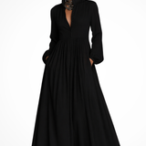 Winifred | Women Long Sleeve Button Front Garden PartyMaxi Dress with Pockets