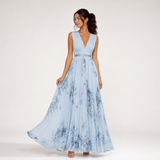 Carlena | Elegancka Plisowana Sukienka Maxi z Dekoltem V