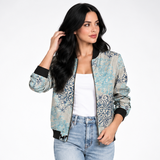 Carlena | Lekka Kurtka Bomber w Kwiatowy Wzór