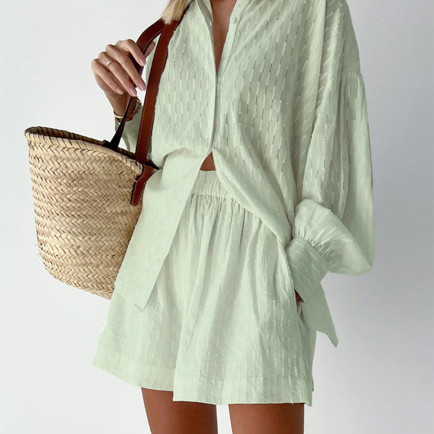 Carlena | Lekki damski komplet z oversize koszulą i szortami | Eliza