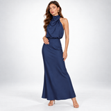Carlena | Elegancka sukienka damska midi z satynowym wykończeniem lekka i stylowa
