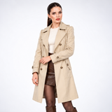 Carlena | Elegancki Trencz o Dopasowanym Fasonie