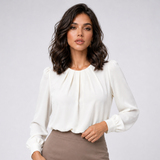 Carlena | Elegancka Bluzka z Plisowaną Górą i Rękawem 3/4