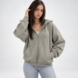 Carlena | Luźna Bluza z Kapturem i Zamkiem