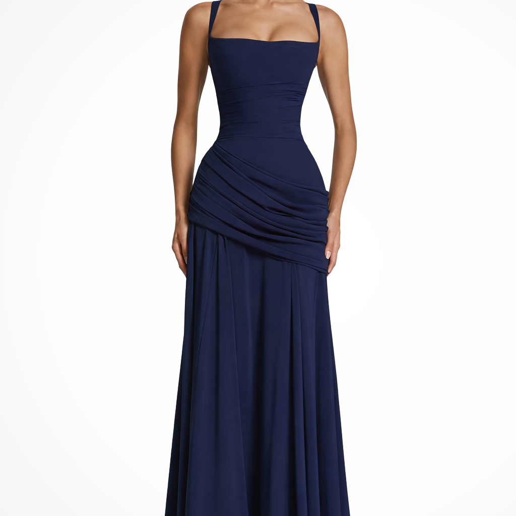 Carlena | Elegancka Sukienka Maxi z Kwadratowym Dekoltem