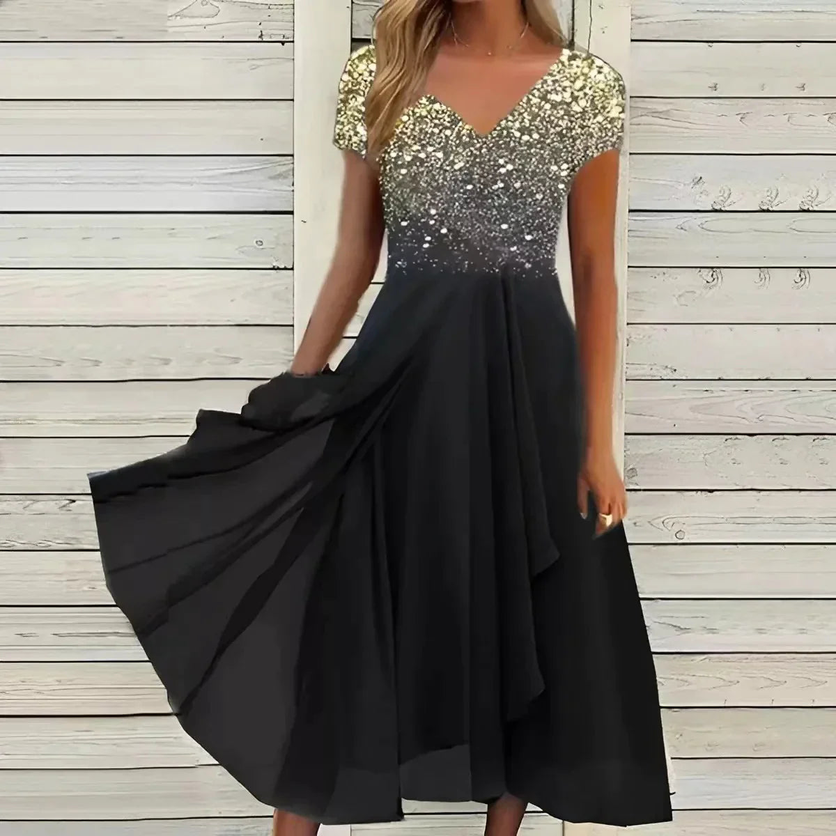 Carlena | Elegancka Sukienka Koktajlowa Midi z Kwiatowym Topem