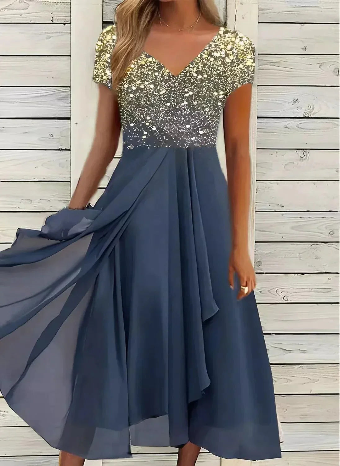 Carlena | Elegancka Sukienka Koktajlowa Midi z Kwiatowym Topem