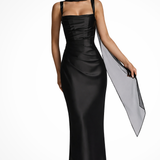 Carlena | Elegancka sukienka maxi z kwadratowym dekoltem
