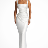 Carlena | Elegancka sukienka maxi z kwadratowym dekoltem