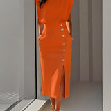 Carlena | Elegancka Sukienka Midi z Rozcięciem