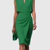 Carlena | Elegancka Sukienka Midi z Marszczoną Talią