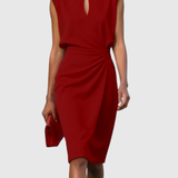 Carlena | Elegancka Sukienka Midi z Marszczoną Talią