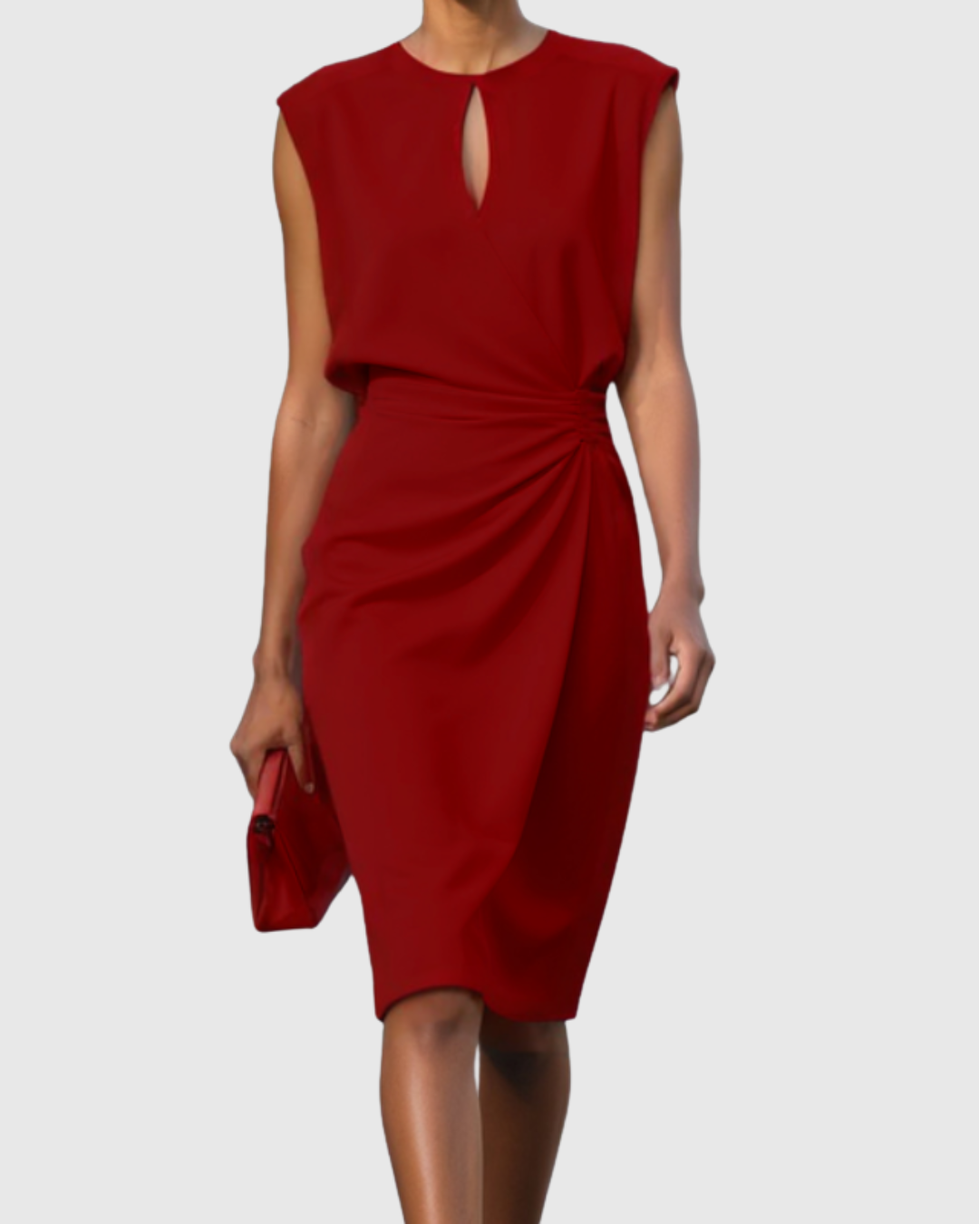 Carlena | Elegancka Sukienka Midi z Marszczoną Talią