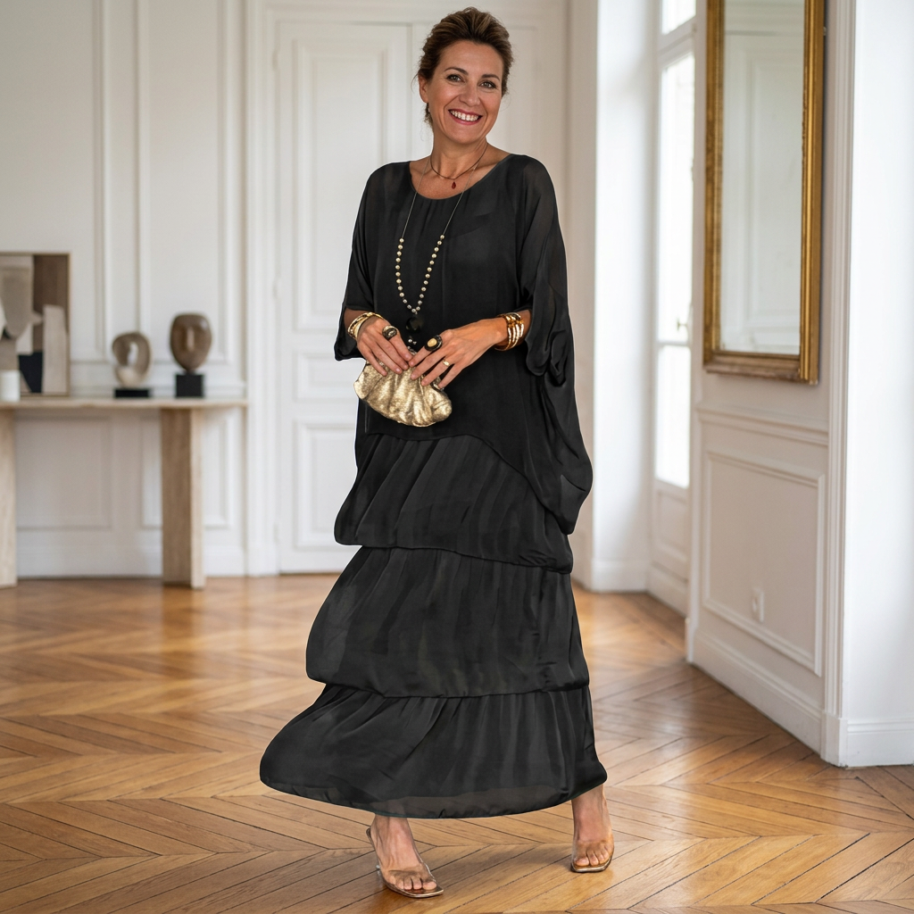 Carlena | Elegancka sukienka damska maxi z falbanami – lekka i stylowa na lato